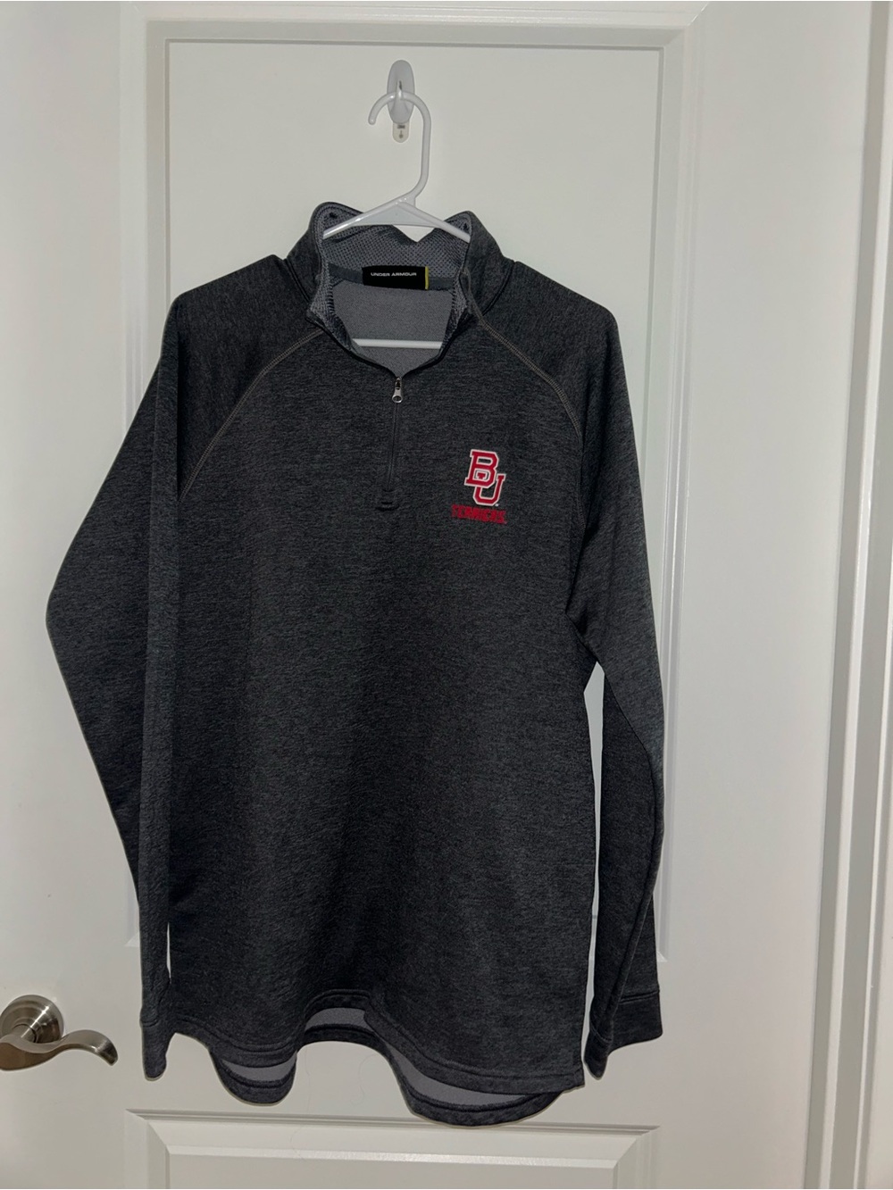Boston University Under Armour Gray Athletic Pullover with Yellow Accent